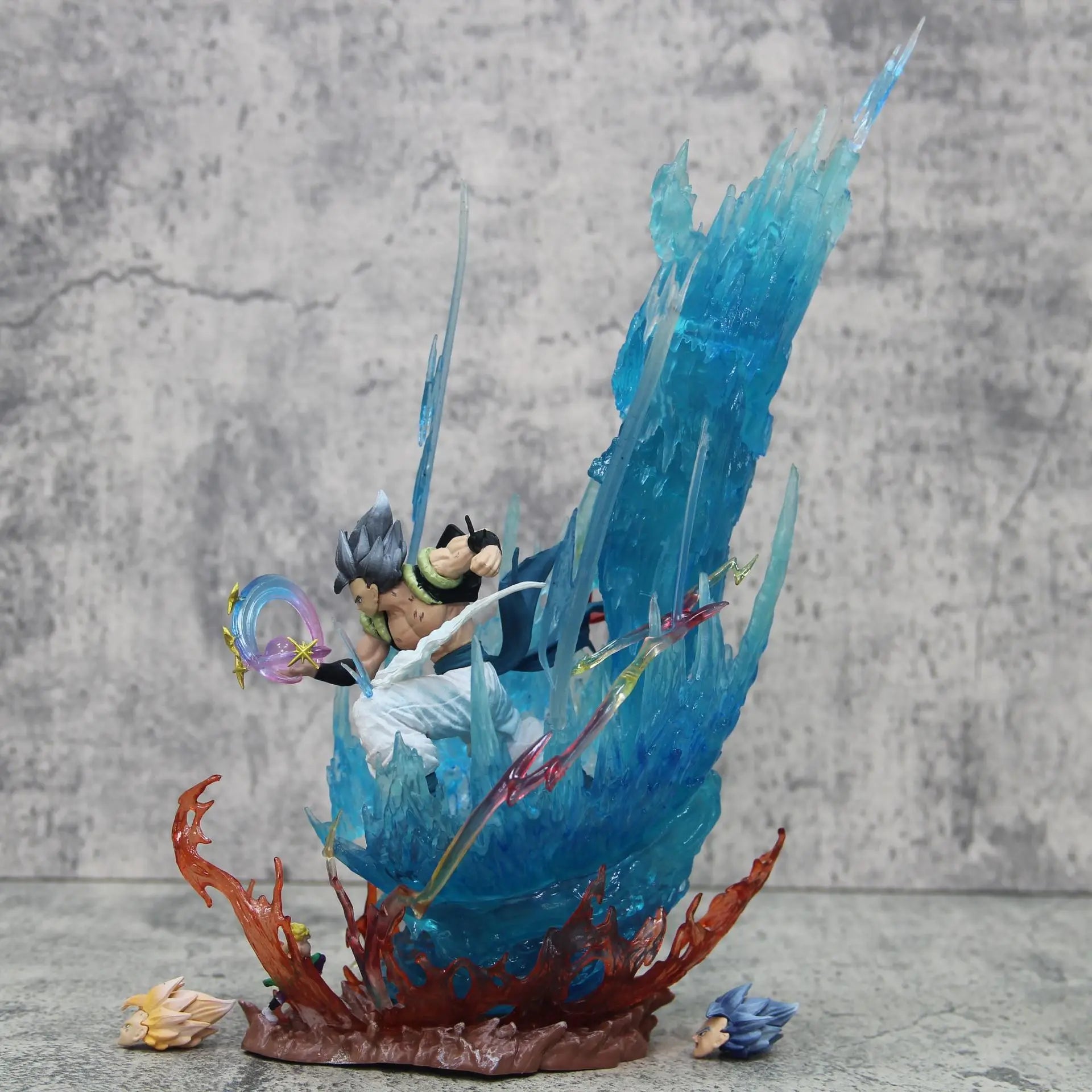 28CM Dragon Ball Animation Figure Ls Gogeta Kubei Fusion Super Saiyan Three-Headed Sculpture Luminous Model Statue Ornament Gift Dragon Ball Action Figure