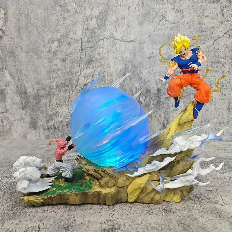 22cm Anime Dragon Ball Z Figure Son Goku VS Buu Battle Goku Figure GK Figurine Model Pvc Statue Collectible Decoration Doll Toys 22CM Goku VS Buu