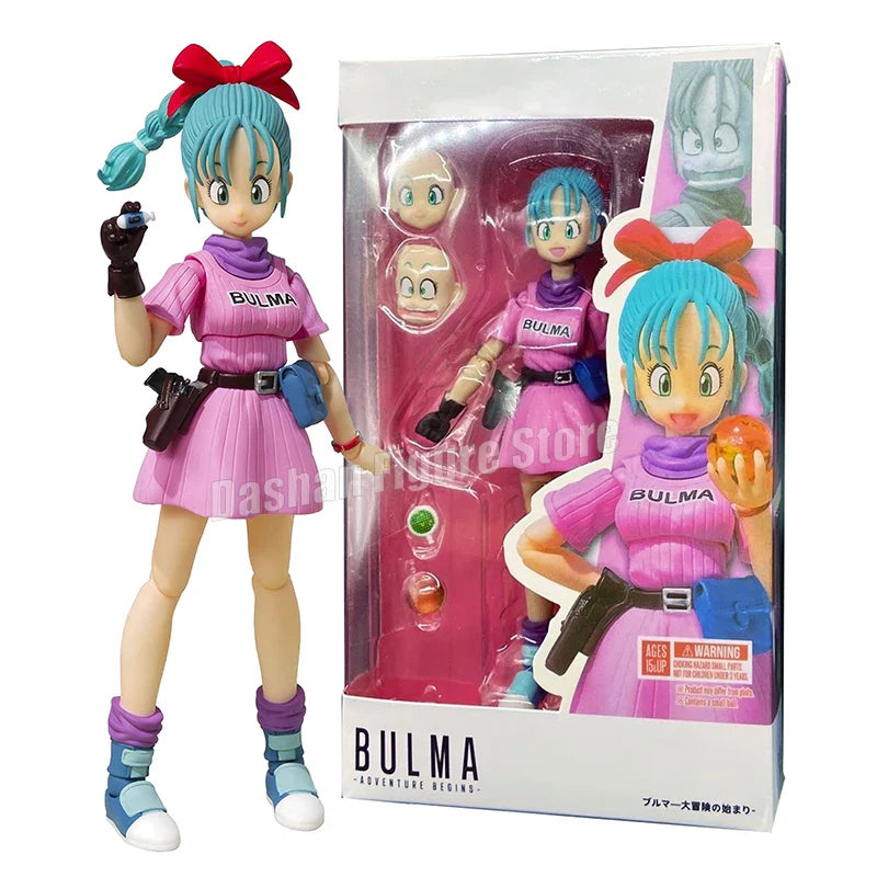 18cm SHF Dragon Ball Figures Bulma's Motorcycle Hoipoi Capsule No. 9 Action Figure PVC Collection Bulma Goku Figurine Model Toys Pink Bulma with box
