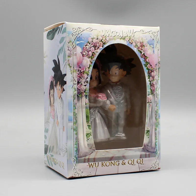 Dragon Ball Anime Figure Son Goku Figures Lg Wedding Goku Chichi Mariage Figurine 9cm Scene Statue Q-Version Pvc Model Doll Toys