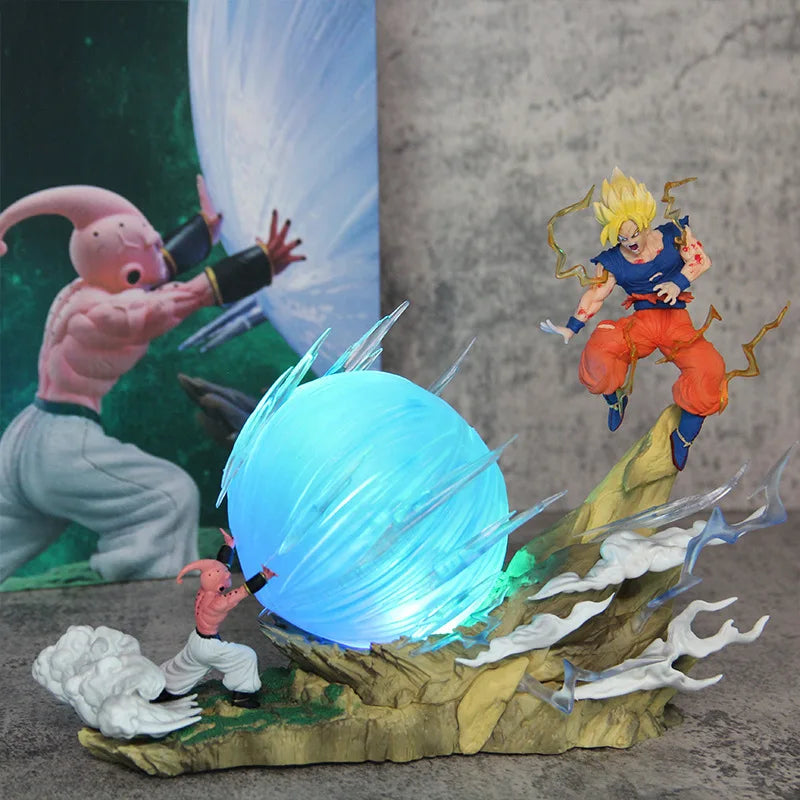 21cm Dragon Ball Z Buu vs Goku Model Super Saiyan Genki Bomb Action Figure Model Pvc Statue Doll Collection Model Toys Gift Dragon Ball Action Figure