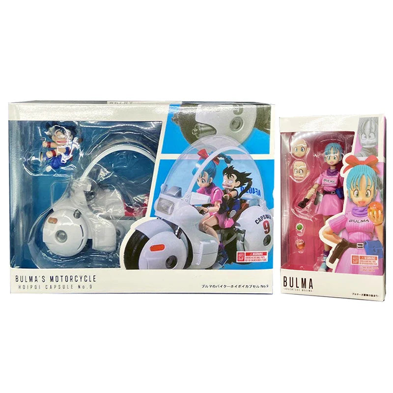 18cm SHF Dragon Ball Figures Bulma's Motorcycle Hoipoi Capsule No. 9 Action Figure PVC Collection Bulma Goku Figurine Model Toys Motor Bulma with box