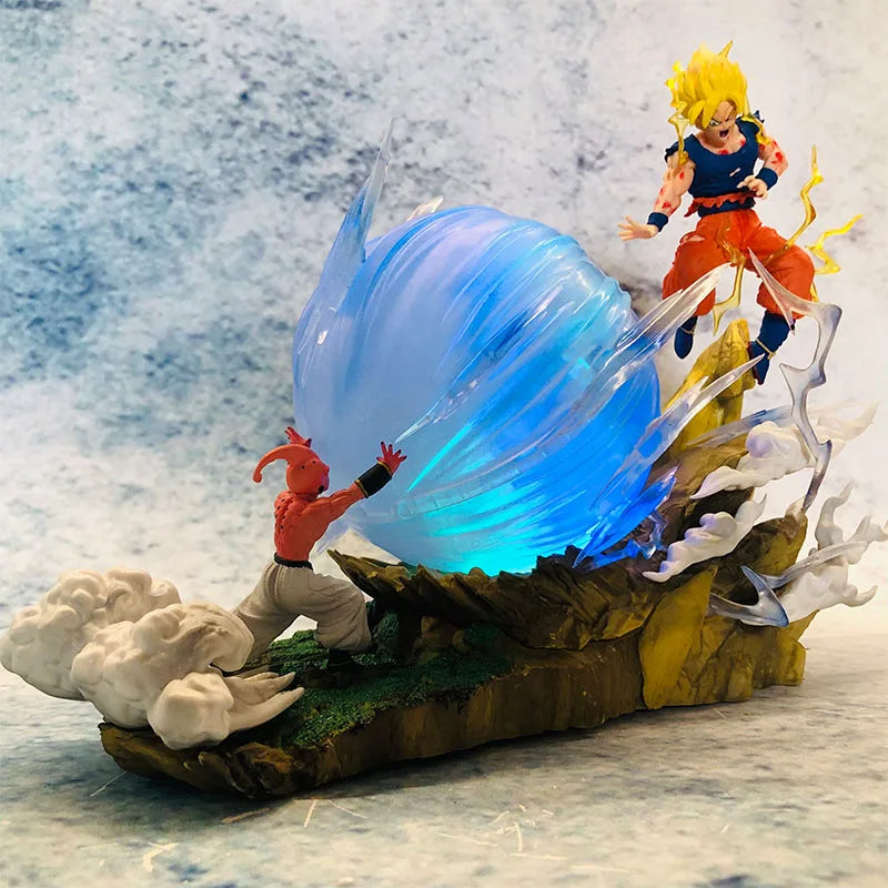 22cm Anime Dragon Ball Z Figure Son Goku VS Buu Battle Goku Figure GK Figurine Model Pvc Statue Collectible Decoration Doll Toys
