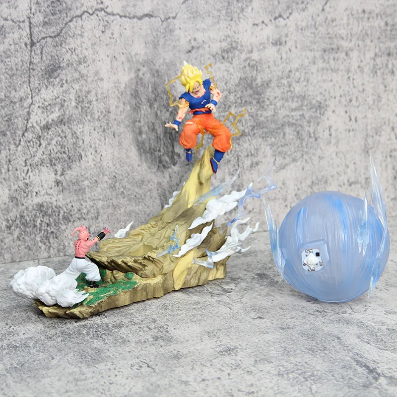 21cm Dragon Ball Z Buu vs Goku Model Super Saiyan Genki Bomb Action Figure Model Pvc Statue Doll Collection Model Toys Gift Dragon Ball Action Figure