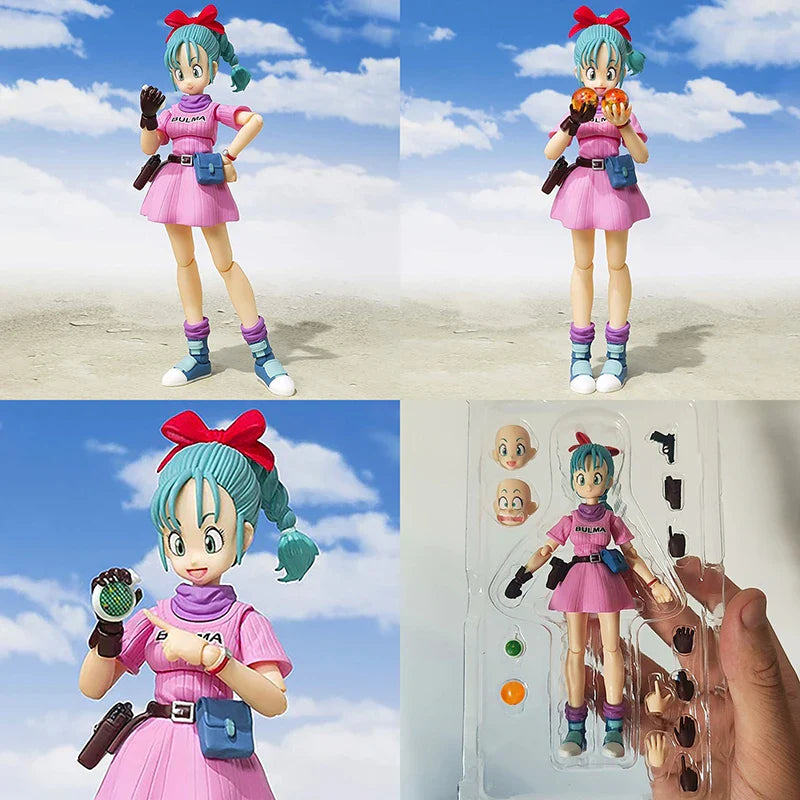 18cm SHF Dragon Ball Figures Bulma's Motorcycle Hoipoi Capsule No. 9 Action Figure PVC Collection Bulma Goku Figurine Model Toys Pink Bulma no box