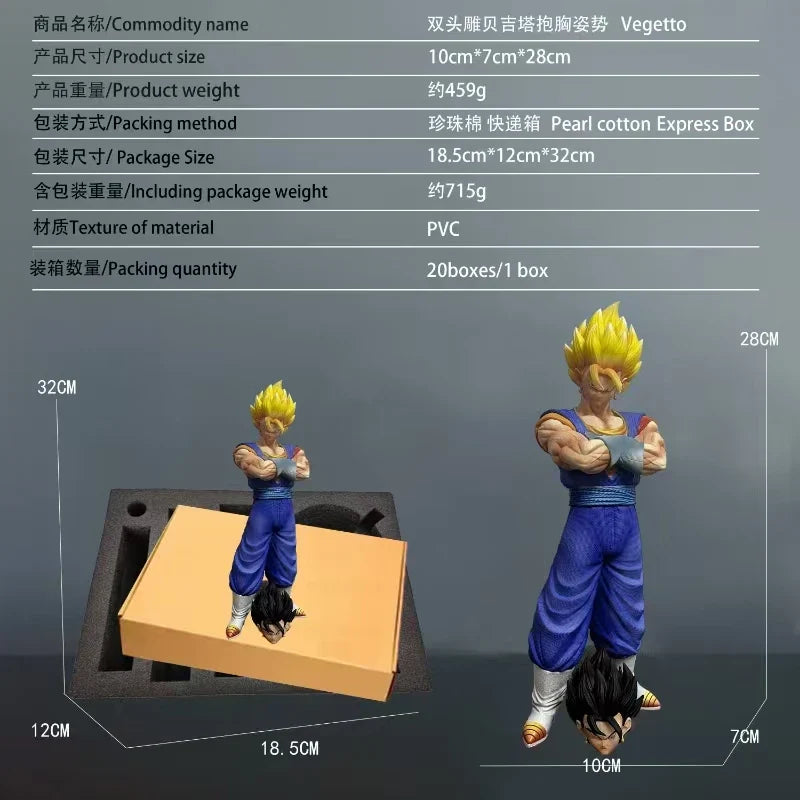 Dragon Ball Z Vegetto Action Figure Gogeta Figuras Two Heads Replacable 27cm Statue Model Collection Decoration Birthday Gifts High-Quality Figure