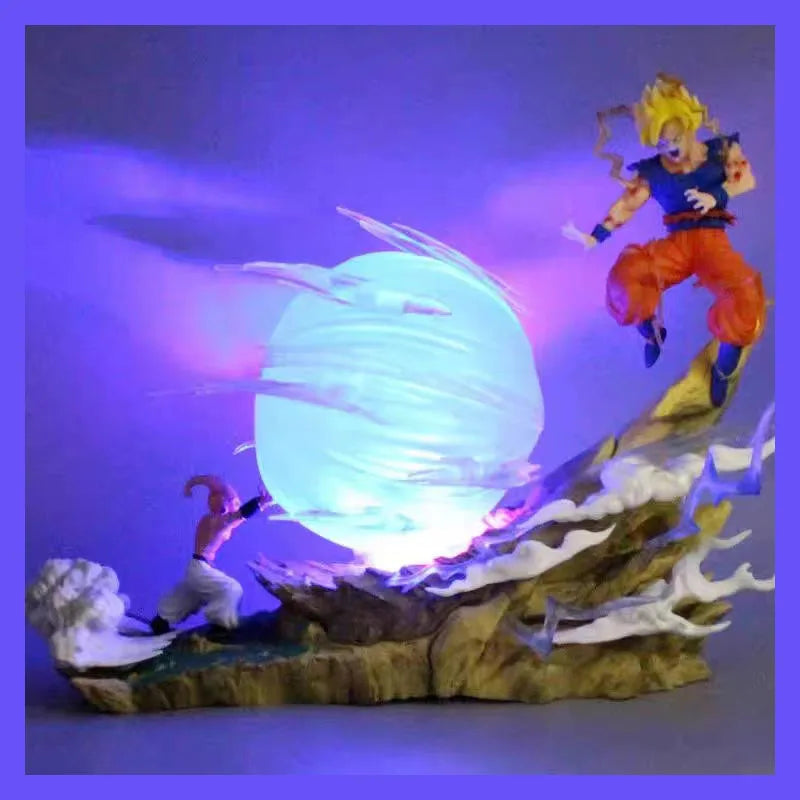 21cm Dragon Ball Z Buu vs Goku Model Super Saiyan Genki Bomb Action Figure Model Pvc Statue Doll Collection Model Toys Gift Dragon Ball Action Figure