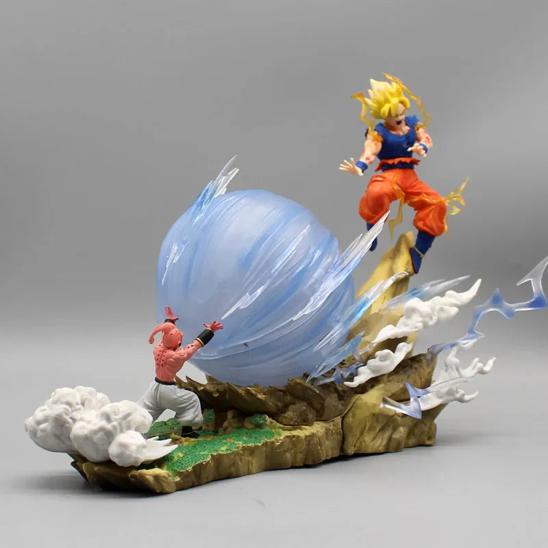 22cm Anime Dragon Ball Z Figure Son Goku VS Buu Battle Goku Figure GK Figurine Model Pvc Statue Collectible Decoration Doll Toys