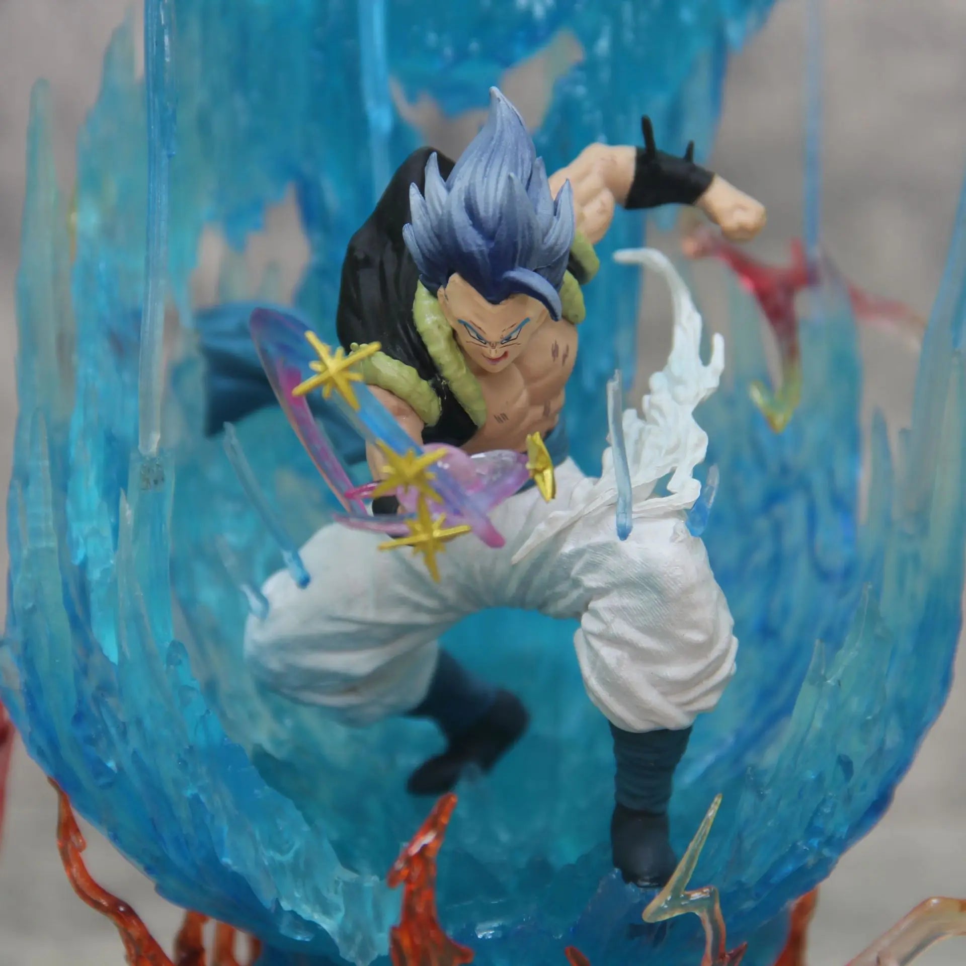 28CM Dragon Ball Animation Figure Ls Gogeta Kubei Fusion Super Saiyan Three-Headed Sculpture Luminous Model Statue Ornament Gift Dragon Ball Action Figure