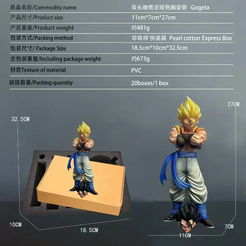 Dragon Ball Z Vegetto Action Figure Gogeta Figuras Two Heads Replacable 27cm Statue Model Collection Decoration Birthday Gifts High-Quality Figure