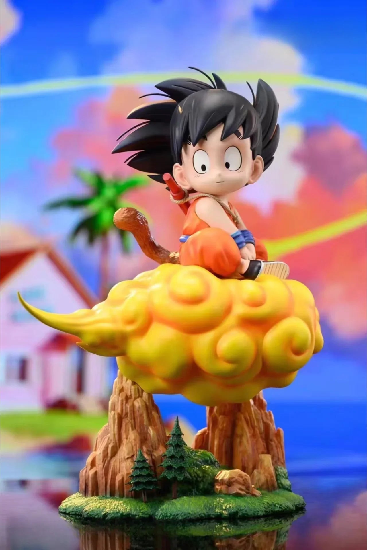 20cm/7.8 inches Dragon Ball cartoon character Goku sitting on somersault cloud PVC Action Figure Figurine Model Collection Toys WHITE No box