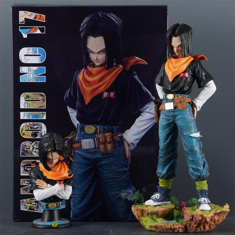 29cm Dragon Ball Z Anime Black Pearl Android 17 Action Figures Pvc Model Statue Collection Decoration Toys Gift Ornaments Doll with box