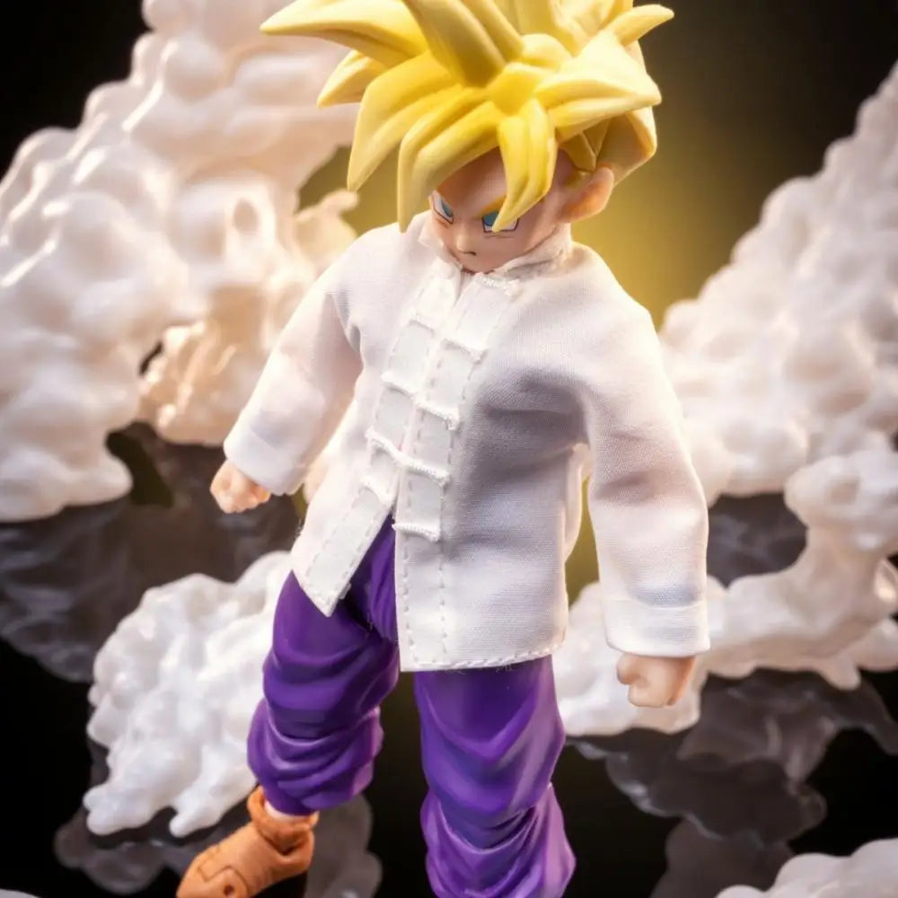 Dragon Ball SHF Anime NEW Handmade Son Gohan Kung Fu a Chinese-style shirt Built In Iron Wire Is Suitable for 1/12 Toys