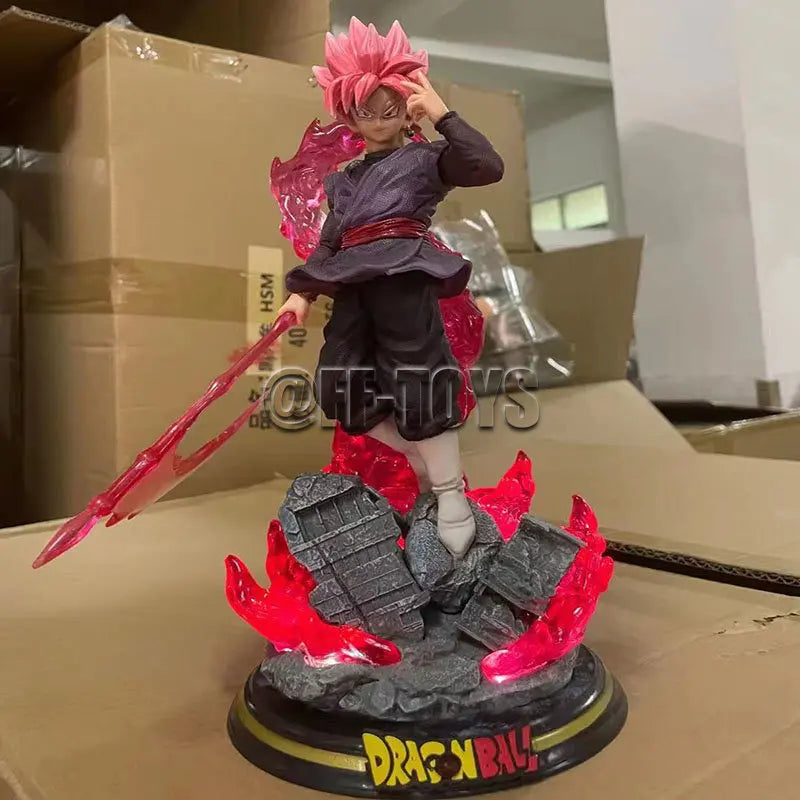 28CM Dragon Ball Z Zamasu Figure Black Goku PVC Action Figures GK Statue with Light Base Collection Model Toys for Children Gift