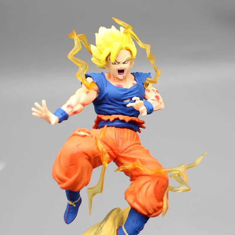 22cm Anime Dragon Ball Z Figure Son Goku VS Buu Battle Goku Figure GK Figurine Model Pvc Statue Collectible Decoration Doll Toys