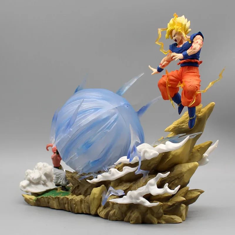 22cm Anime Dragon Ball Z Figure Son Goku VS Buu Battle Goku Figure GK Figurine Model Pvc Statue Collectible Decoration Doll Toys
