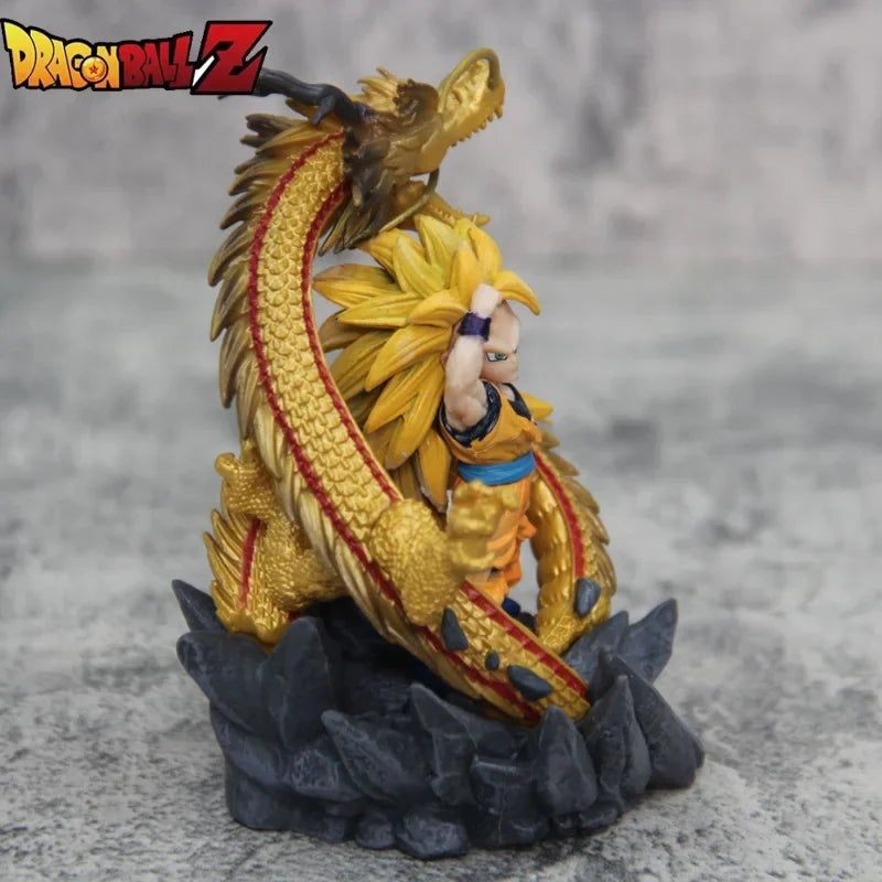 14cm Q Version Dragon Ball Z Figure Ssj3 Goku Action Figures Dragon Fist Explosion PVC GK Statue Collectible Model Toys