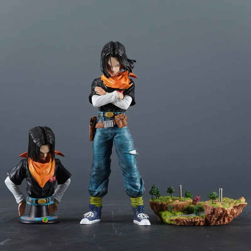 29cm Dragon Ball Z Anime Black Pearl Android 17 Action Figures Pvc Model Statue Collection Decoration Toys Gift Ornaments Doll no box
