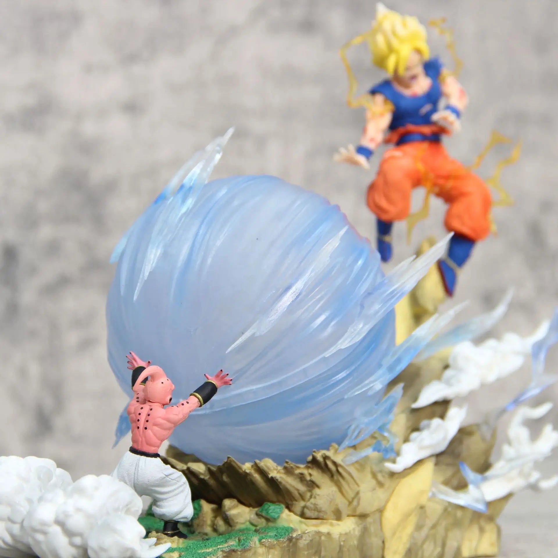 21cm Dragon Ball Z Buu vs Goku Model Super Saiyan Genki Bomb Action Figure Model Pvc Statue Doll Collection Model Toys Gift Dragon Ball Action Figure