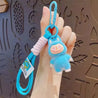 Standing Labubu Flocking Keychain Blue Plush Keychain