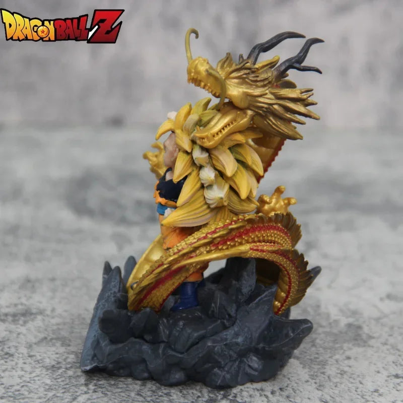 14cm Q Version Dragon Ball Z Figure Ssj3 Goku Action Figures Dragon Fist Explosion PVC GK Statue Collectible Model Toys