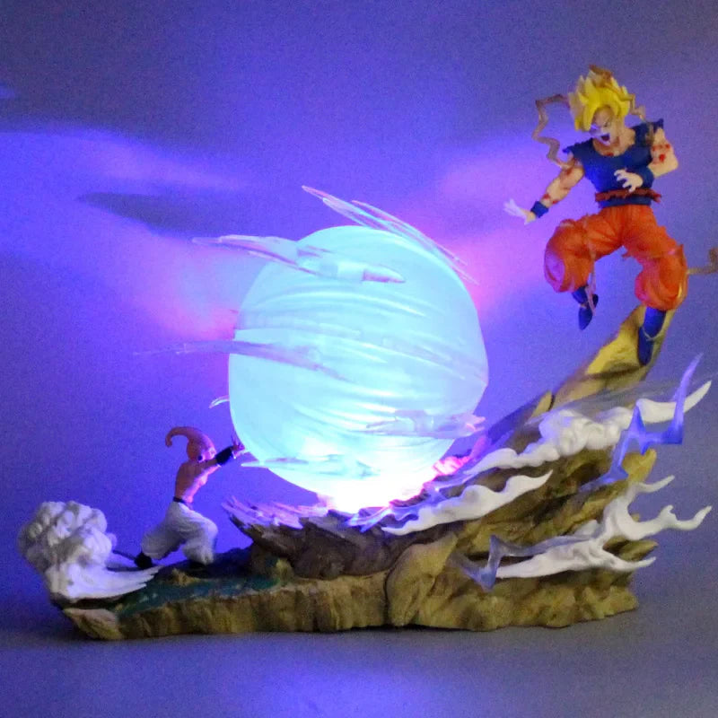 22cm Anime Dragon Ball Z Figure Son Goku VS Buu Battle Goku Figure GK Figurine Model Pvc Statue Collectible Decoration Doll Toys