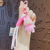 Standing Labubu Flocking Keychain Pink Plush Keychain