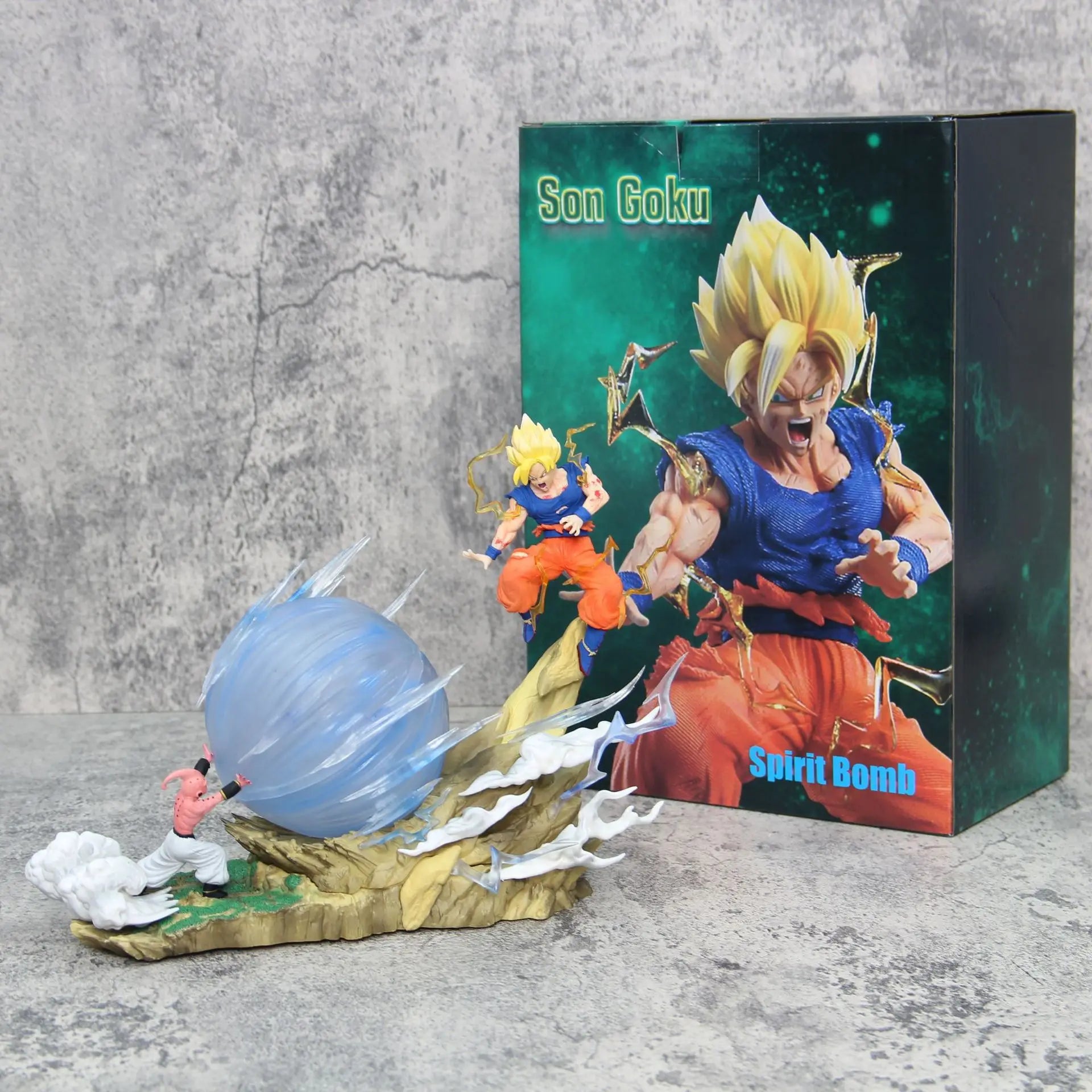 21cm Dragon Ball Z Buu vs Goku Model Super Saiyan Genki Bomb Action Figure Model Pvc Statue Doll Collection Model Toys Gift Dragon Ball Action Figure