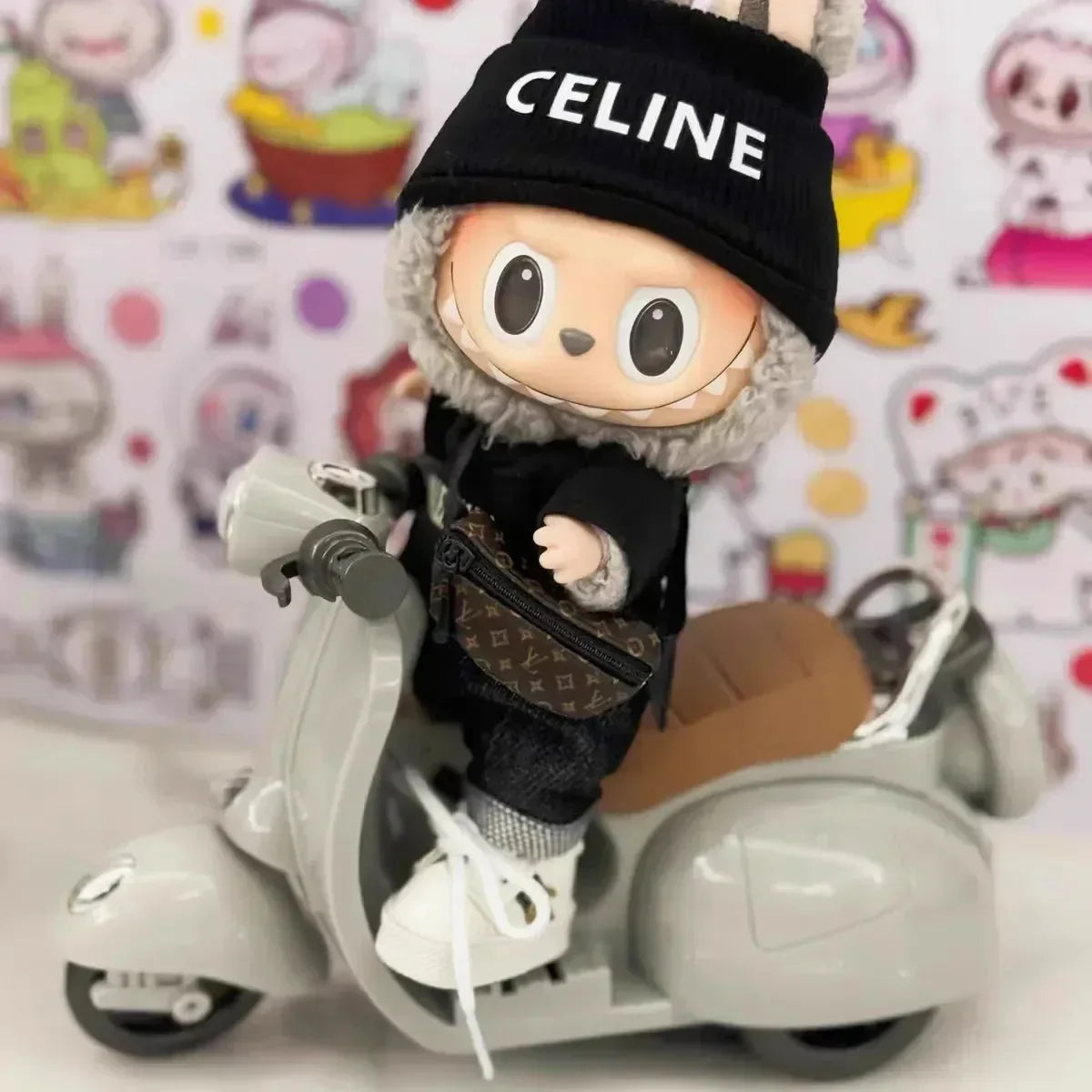 Labubu Mini Travel Moped Doll Bike
