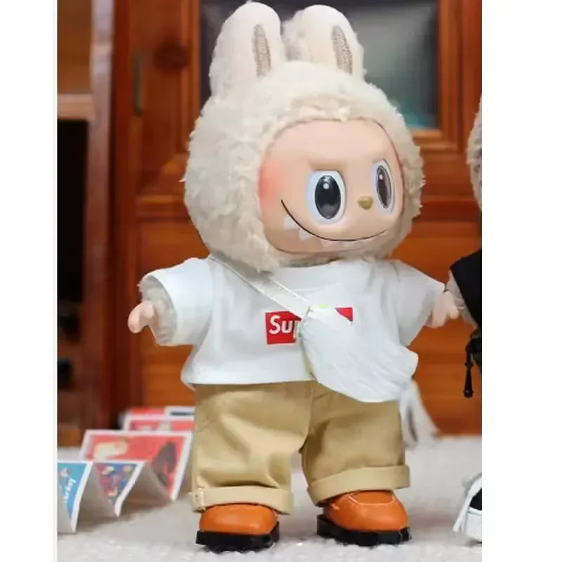 Monochrome Ensemble Labubu Doll outfit White Doll Outfit