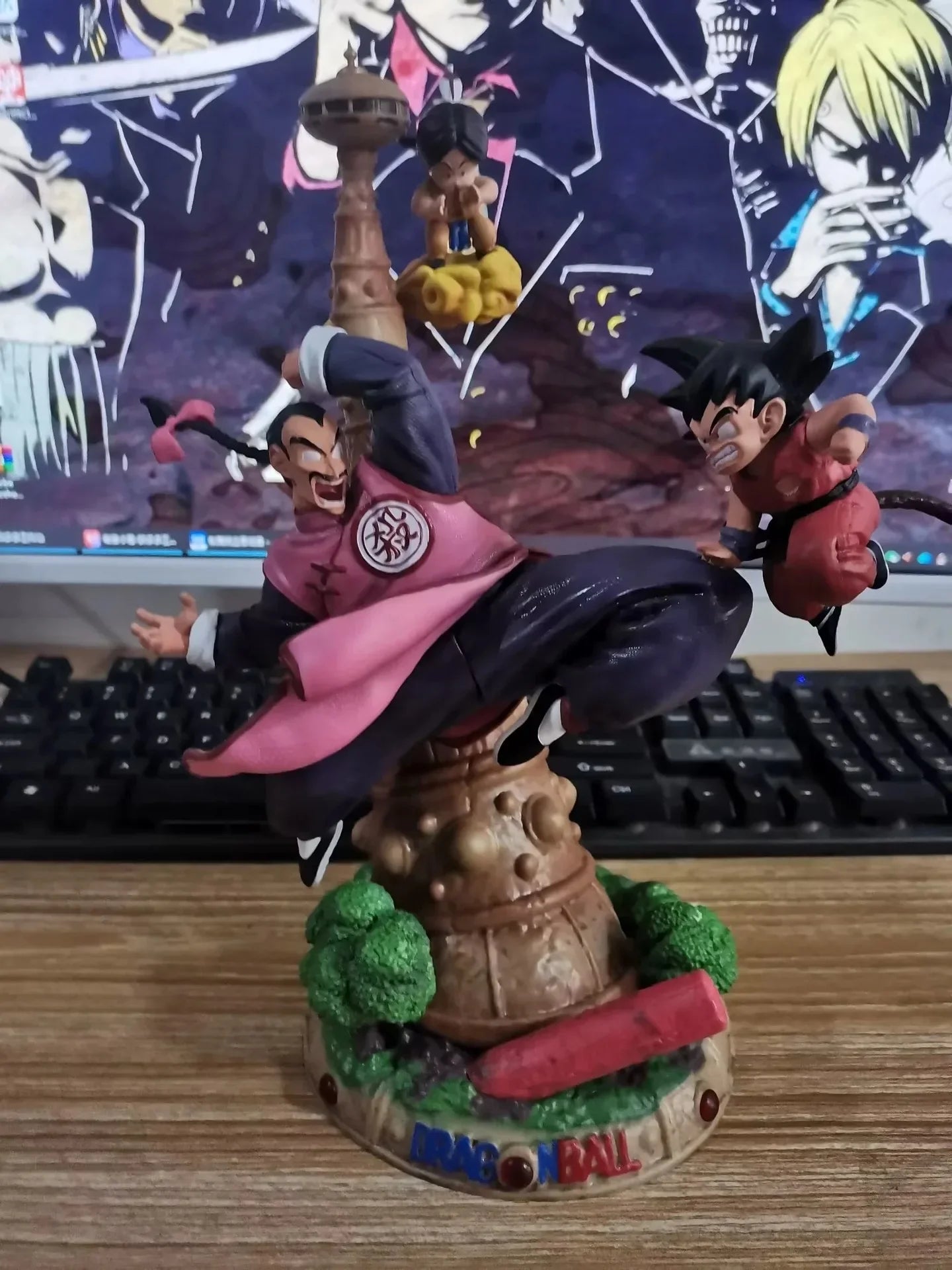 28cm Dragon Ball Goku Childhood Vs Tao Pai Pai Anime Figure Model Statue Boys Collection Desktop Decoration Ornament Toys Gifts