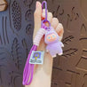 Standing Labubu Flocking Keychain Purple Plush Keychain