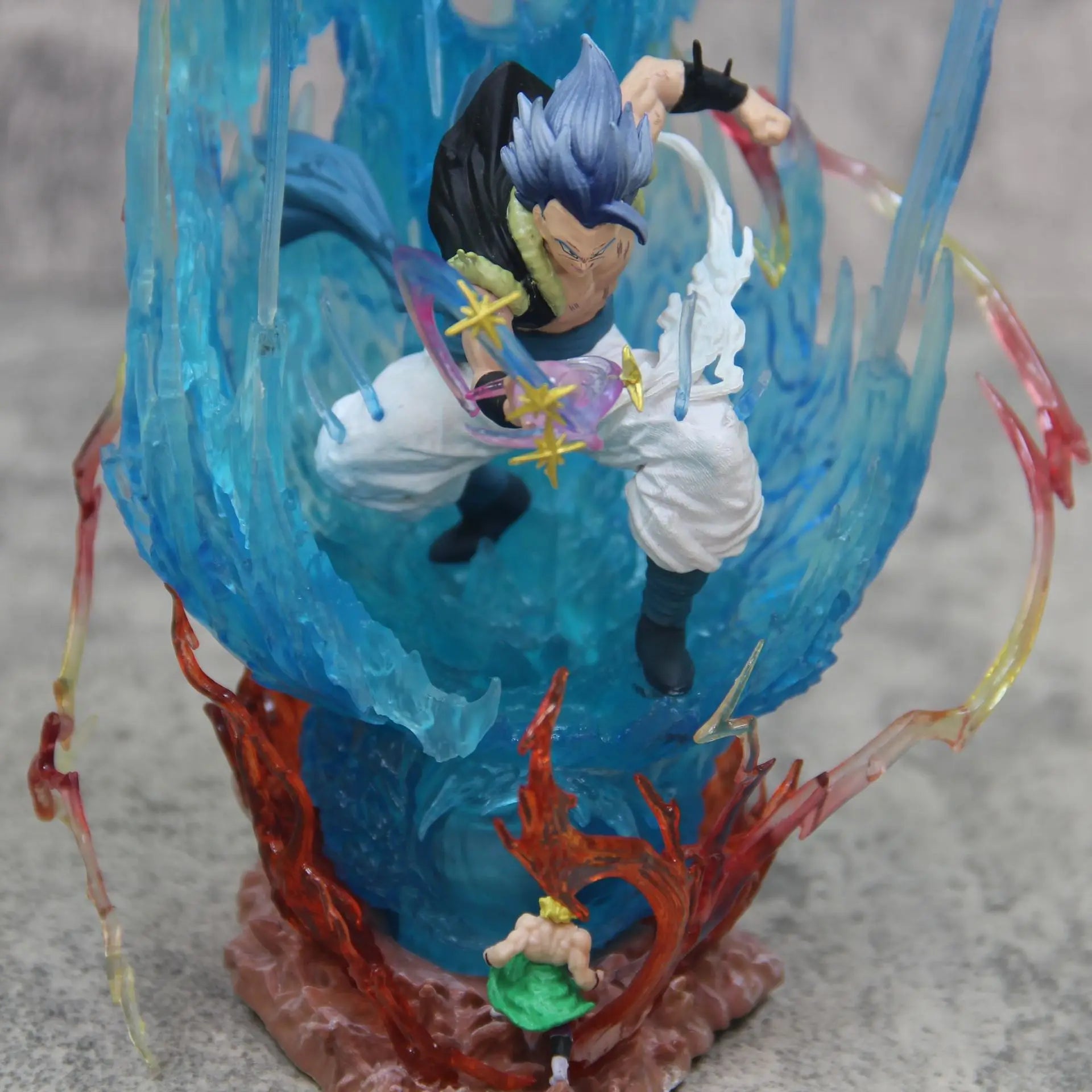 28CM Dragon Ball Animation Figure Ls Gogeta Kubei Fusion Super Saiyan Three-Headed Sculpture Luminous Model Statue Ornament Gift Dragon Ball Action Figure