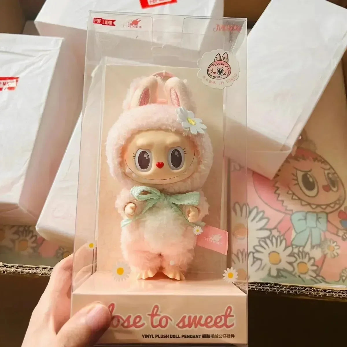 Labubu Mokoko Spring Diamond Sweet Pendant Plush Keychain