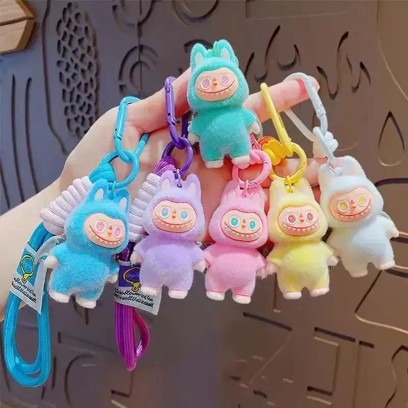 Standing Labubu Flocking Keychain Plush Keychain