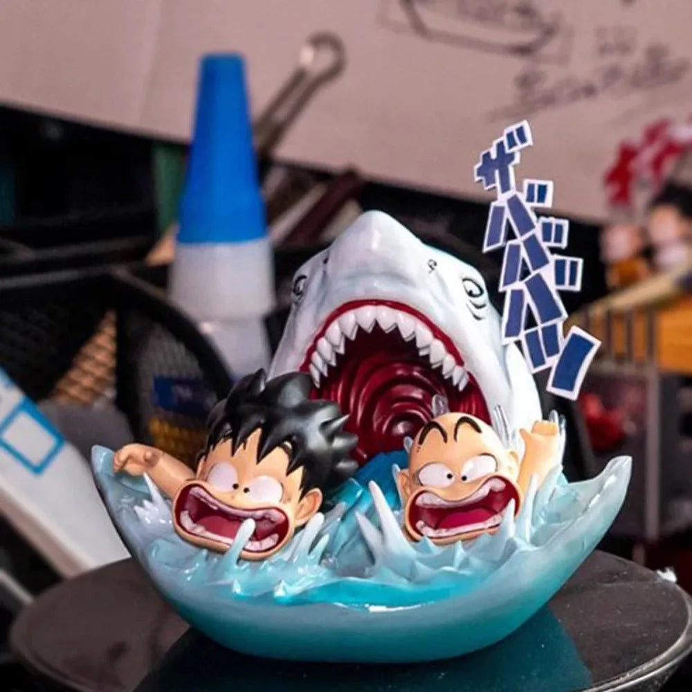 3.54in/9cm Anime Dragon Ball Kid Goku and Kid Krillin Swimming Training PVC Statue Action Figures Collectible Model Toys Gifts