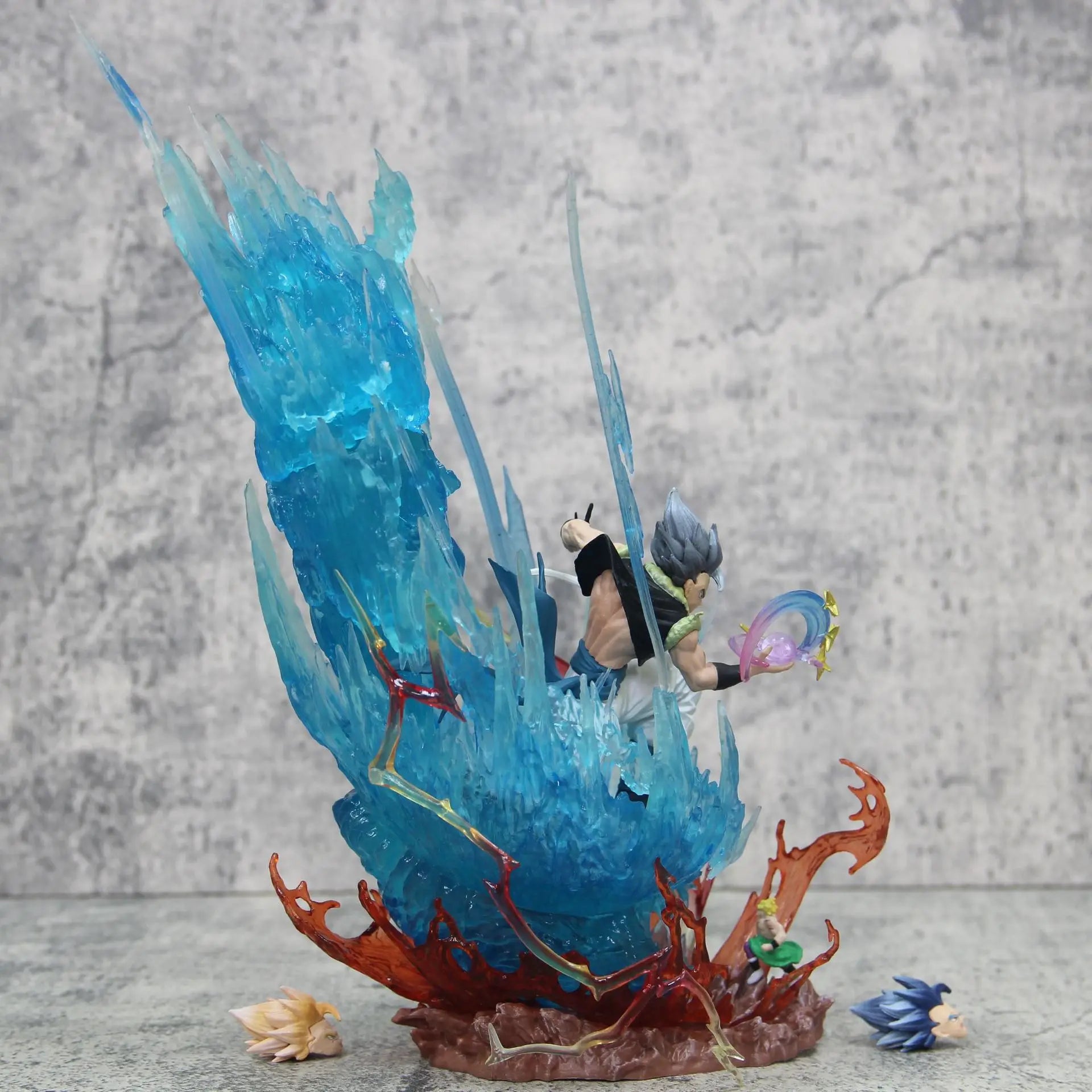 28CM Dragon Ball Animation Figure Ls Gogeta Kubei Fusion Super Saiyan Three-Headed Sculpture Luminous Model Statue Ornament Gift Dragon Ball Action Figure