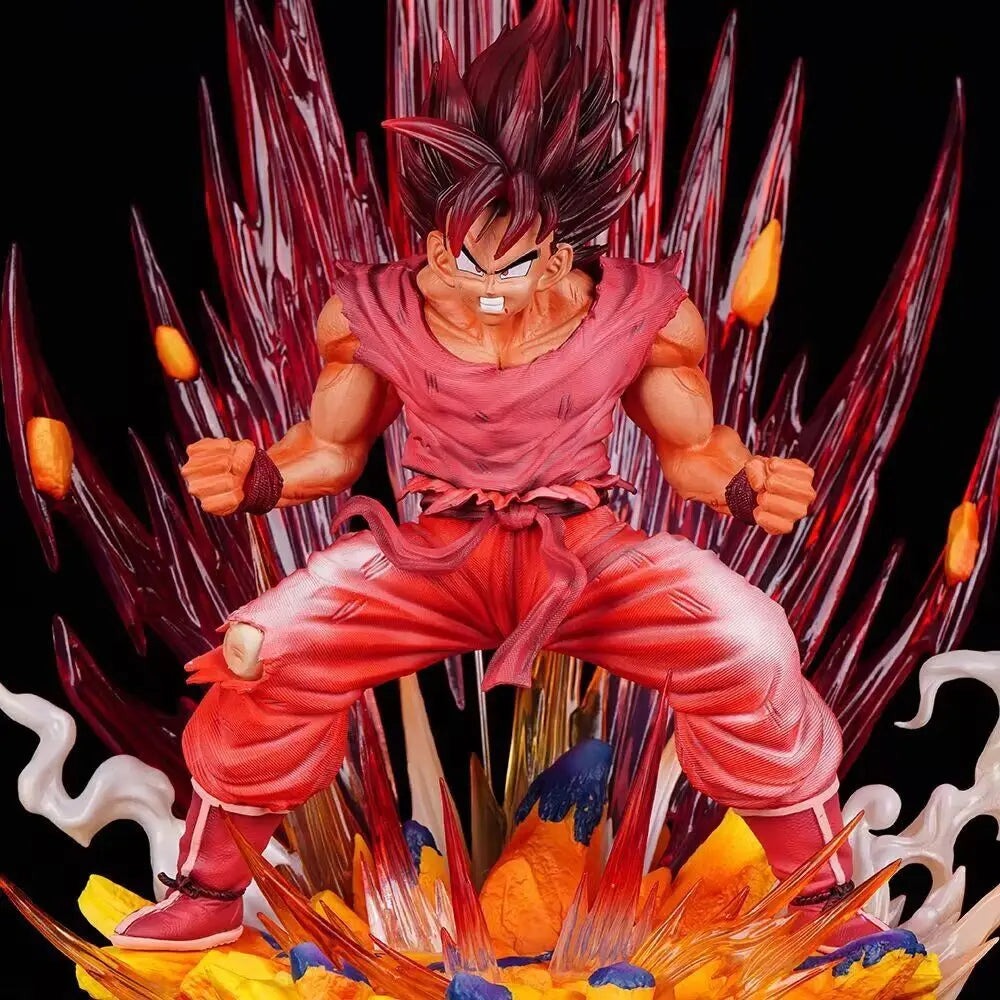 38cm Dragon Ball Goku 10 Times Kaiouken Charge Anime Figure Model Statue Boys Collection Desktop Decoration Ornament Toys Gifts