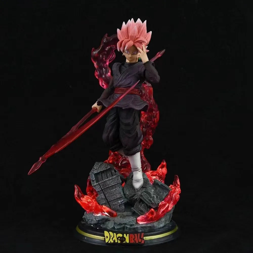 28CM Dragon Ball Z Zamasu Figure Black Goku PVC Action Figures GK Statue with Light Base Collection Model Toys for Children Gift With lights no box