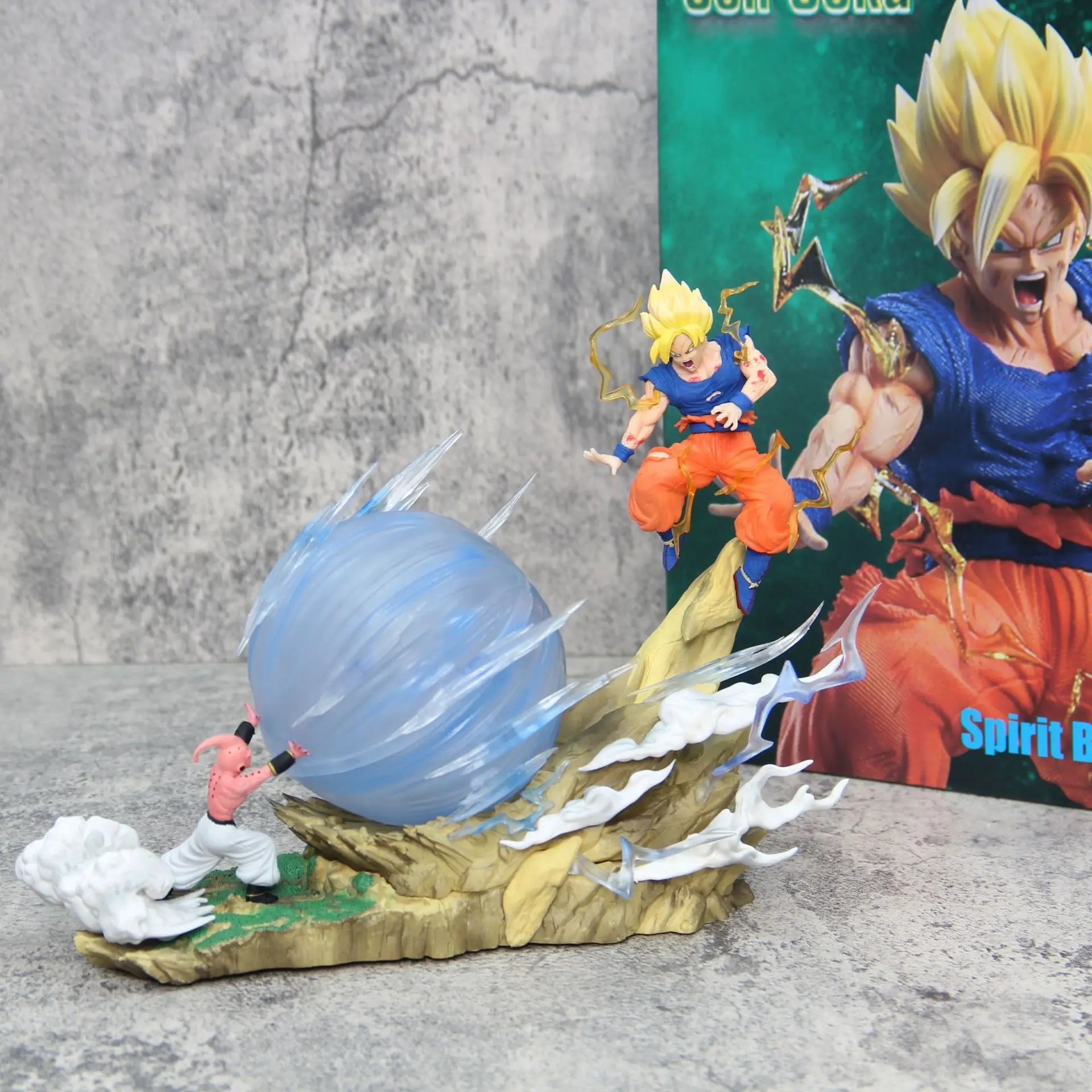 21cm Dragon Ball Z Buu vs Goku Model Super Saiyan Genki Bomb Action Figure Model Pvc Statue Doll Collection Model Toys Gift Dragon Ball Action Figure