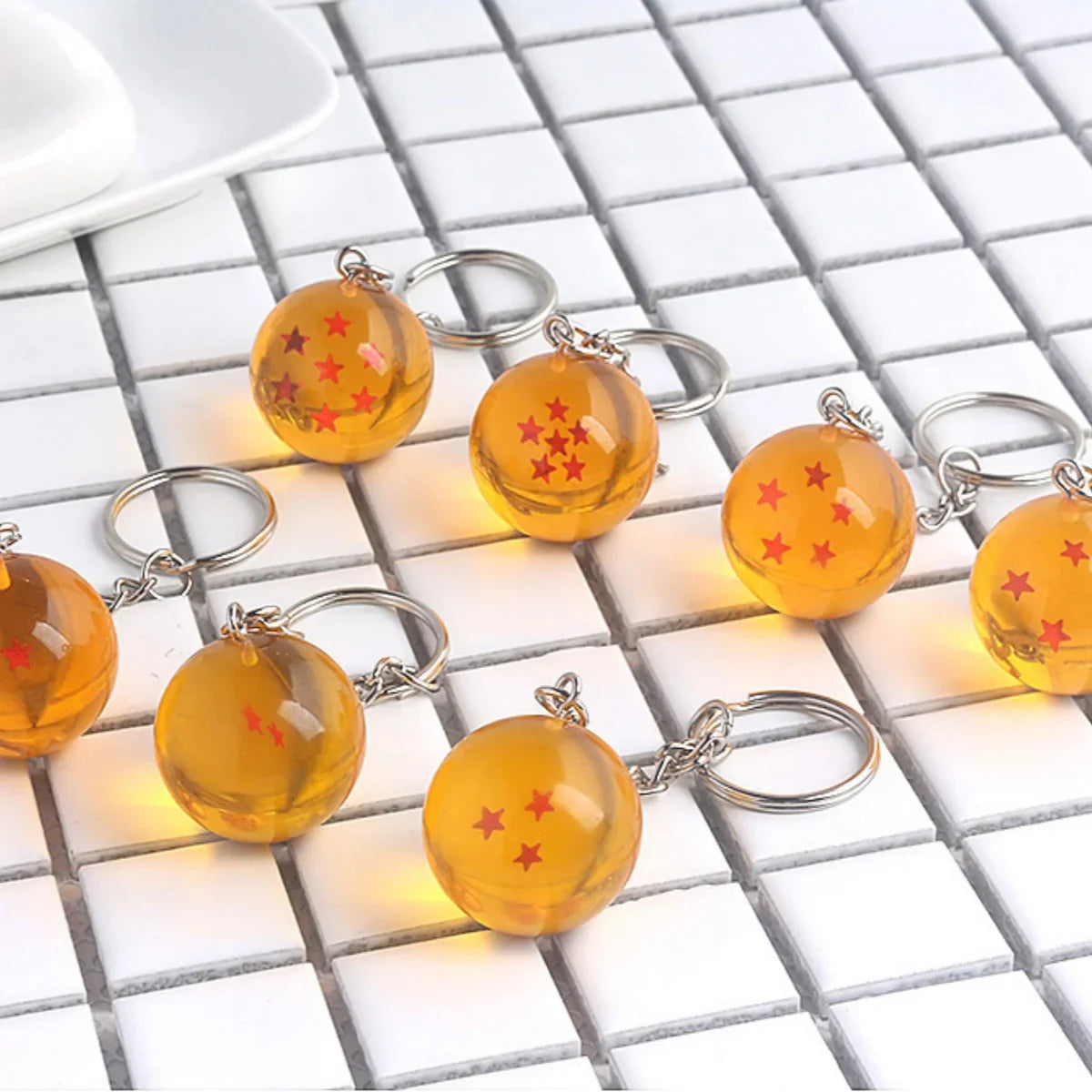 Dragon Series 1-7 Stars Balls Keychain Gokus Bead Pendant Metal Key Ring Men Car Women Bag Accessories