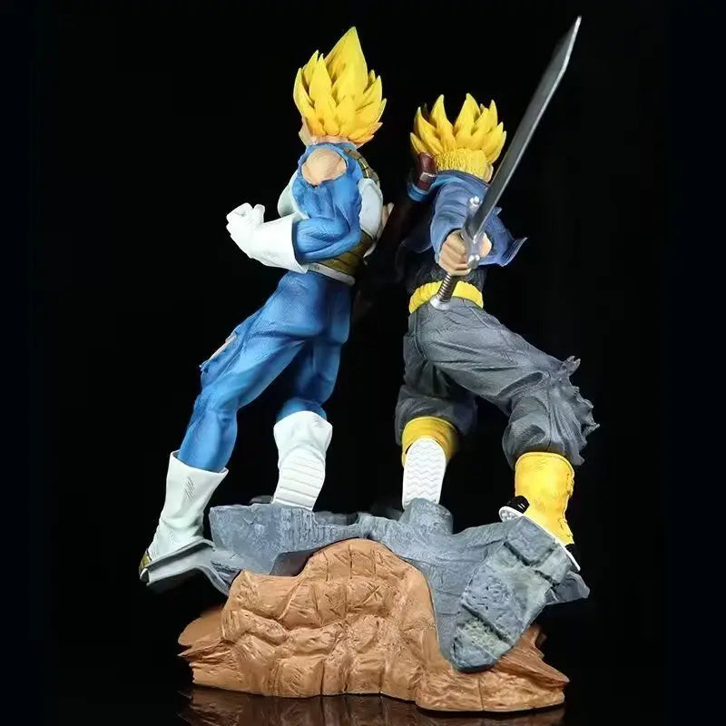 33cm Dragon Ball Vegeta Trunks Fight Side By Side Saiyan Anime Figure Model Statue Collection Desktop Decoration Ornament Toys