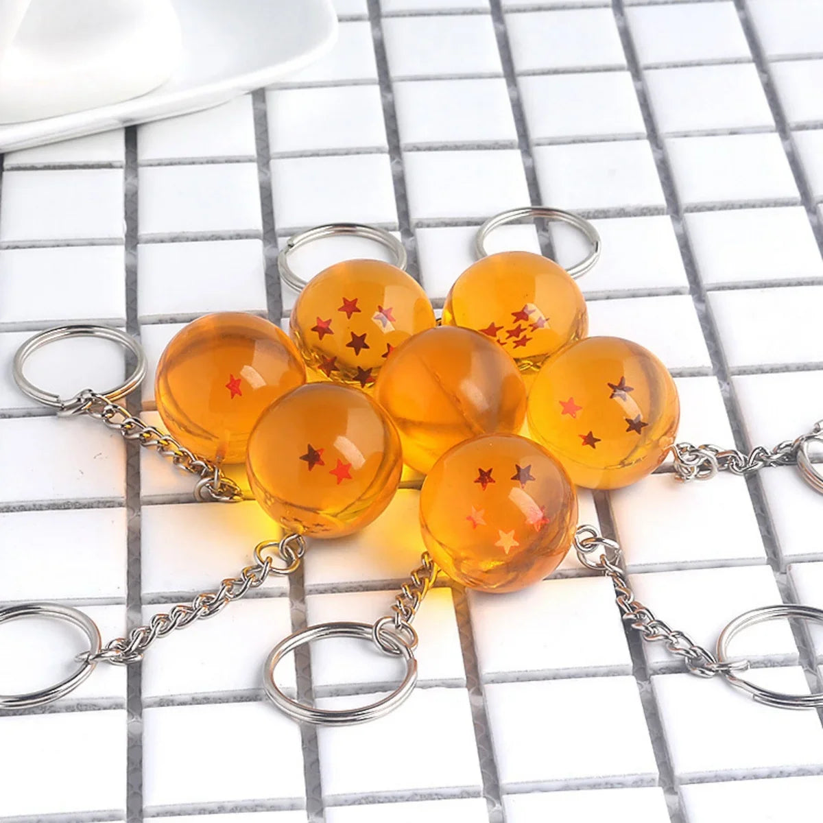 Dragon Series 1-7 Stars Balls Keychain Gokus Bead Pendant Metal Key Ring Men Car Women Bag Accessories