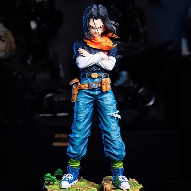 29cm Dragon Ball Z Anime Black Pearl Android 17 Action Figures Pvc Model Statue Collection Decoration Toys Gift Ornaments Doll