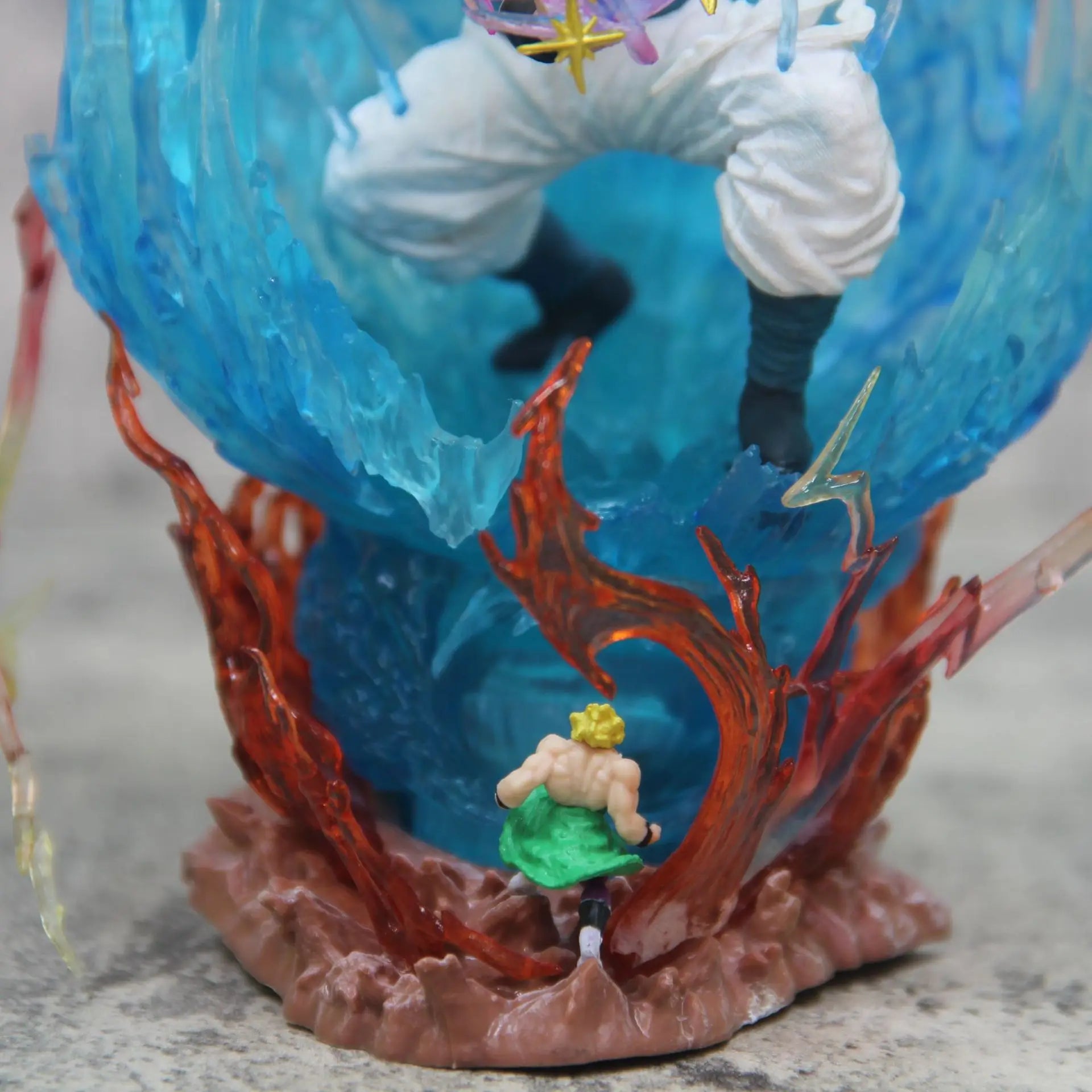 28CM Dragon Ball Animation Figure Ls Gogeta Kubei Fusion Super Saiyan Three-Headed Sculpture Luminous Model Statue Ornament Gift Dragon Ball Action Figure