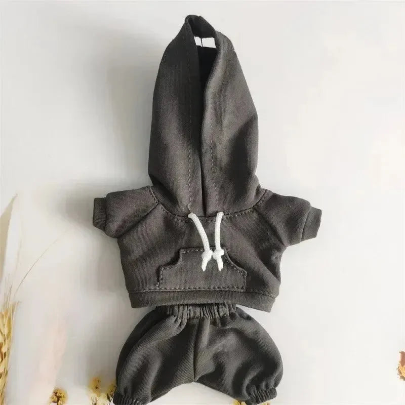 Handmade Cozy Hoodie Joggers Labubu Outfit Charcoal Doll Outfit