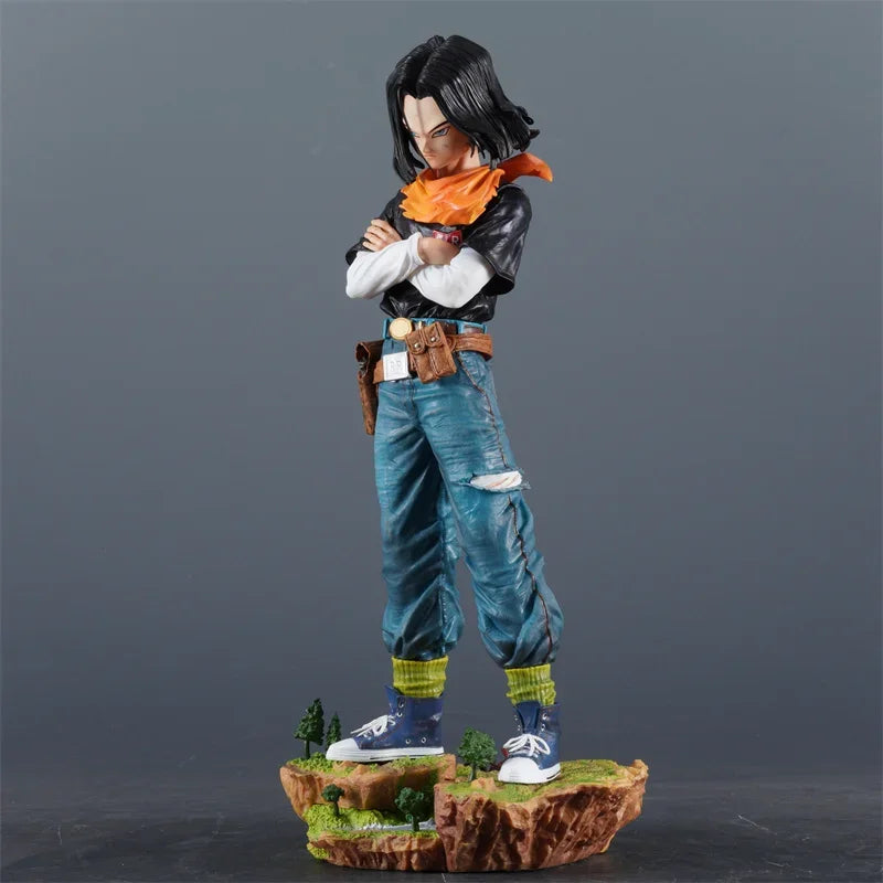 29cm Dragon Ball Z Anime Black Pearl Android 17 Action Figures Pvc Model Statue Collection Decoration Toys Gift Ornaments Doll