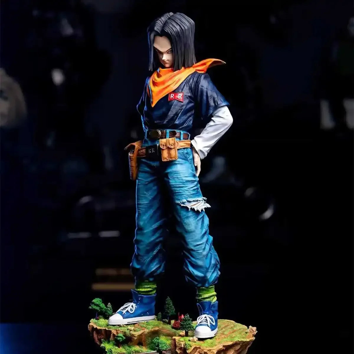 29cm Dragon Ball Z Anime Black Pearl Android 17 Action Figures Pvc Model Statue Collection Decoration Toys Gift Ornaments Doll