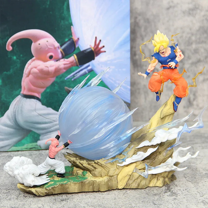 21cm Dragon Ball Z Buu vs Goku Model Super Saiyan Genki Bomb Action Figure Model Pvc Statue Doll Collection Model Toys Gift Dragon Ball Action Figure