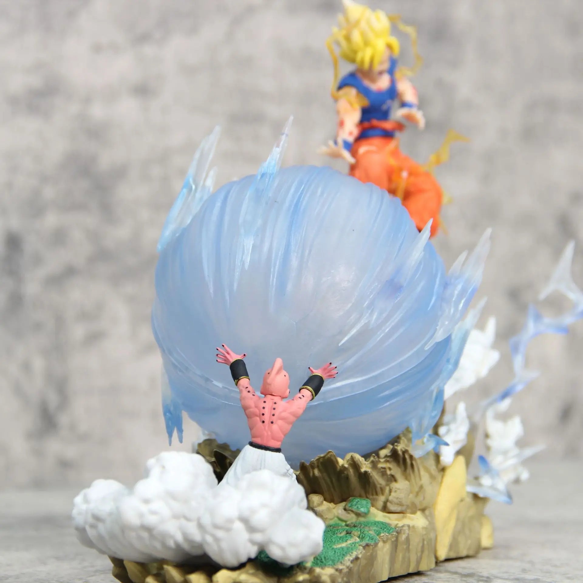 21cm Dragon Ball Z Buu vs Goku Model Super Saiyan Genki Bomb Action Figure Model Pvc Statue Doll Collection Model Toys Gift Dragon Ball Action Figure